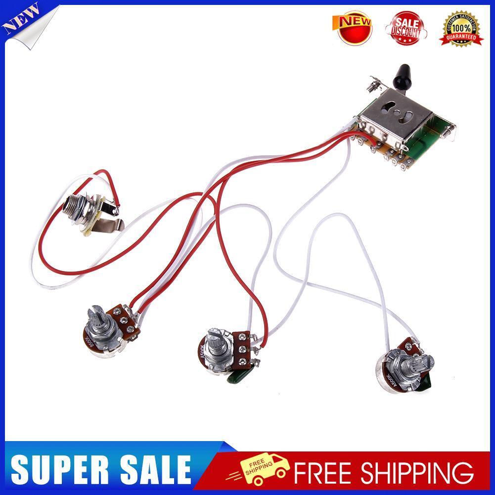 Guitar Wiring Assembly Harness 1V2T 1Jack 3-500K Pots 5Way Switch