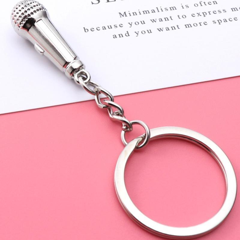 Microphone Shape Keychain Keyring Car Bag Pendant Ornament Handbag Jewelry Charm