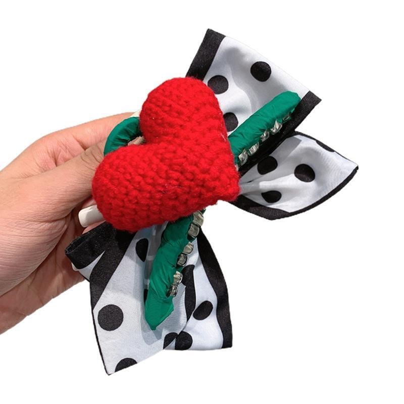 Knitted Heart Hair Claw Large Barrette French Design Hair Clamps Fashion Props