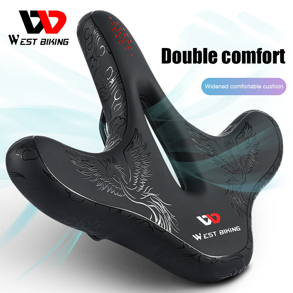 WSET BIKING Widened MTB Bike Saddles Hollow Breathable Bicycle Seat Cushion