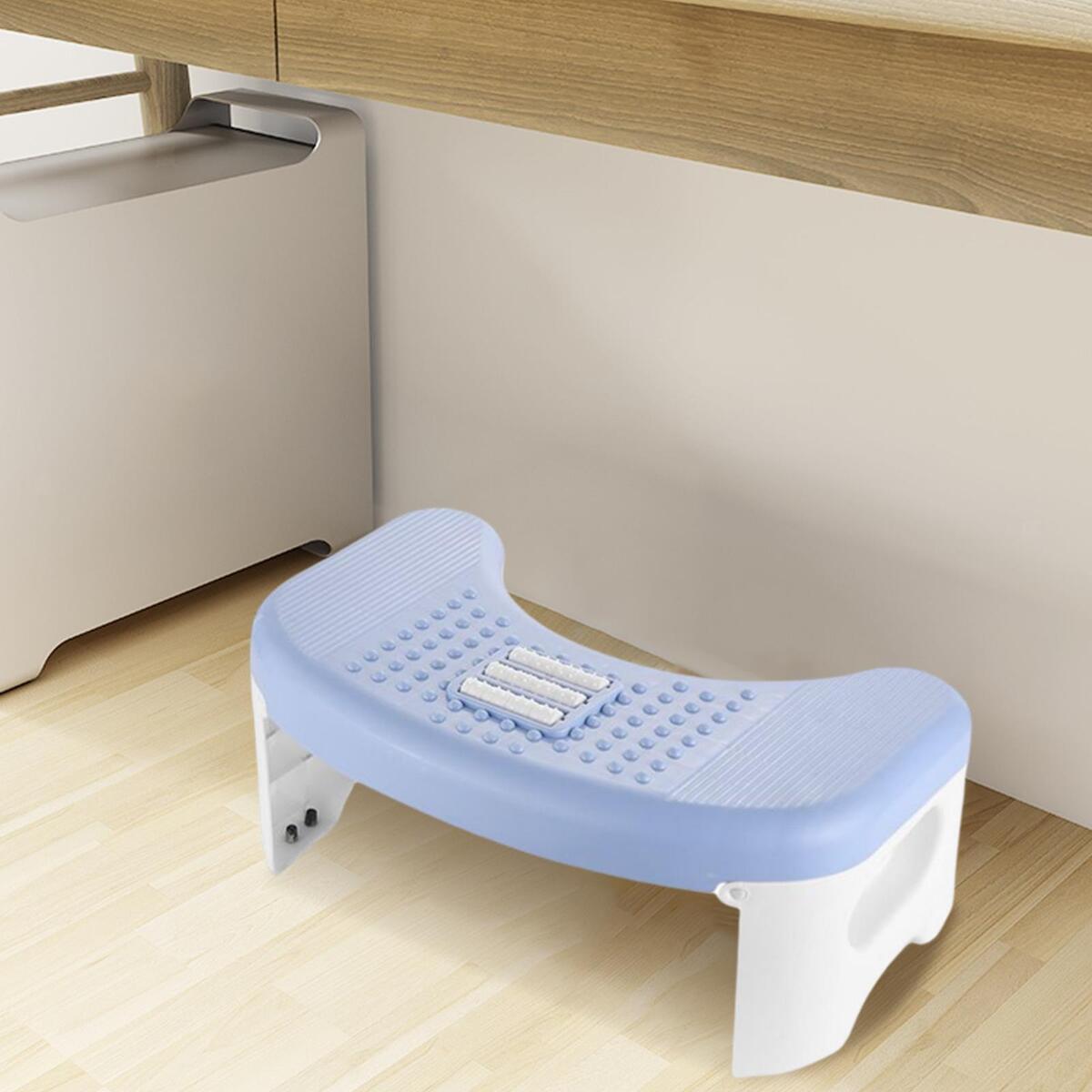 Folding Toilet Stool Anti Constipation Potty Step for Bathroom Office Blue