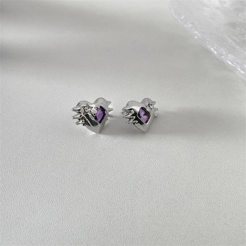 Diamond Inlaid Zircon Ear Studs Simple Popular Earrings Birthday Gift for Women