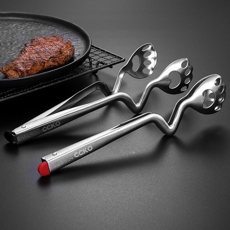 Steak Tongs Cooking Tongs Double Sided Clips Stainless Steel Food Flipping Tongs
