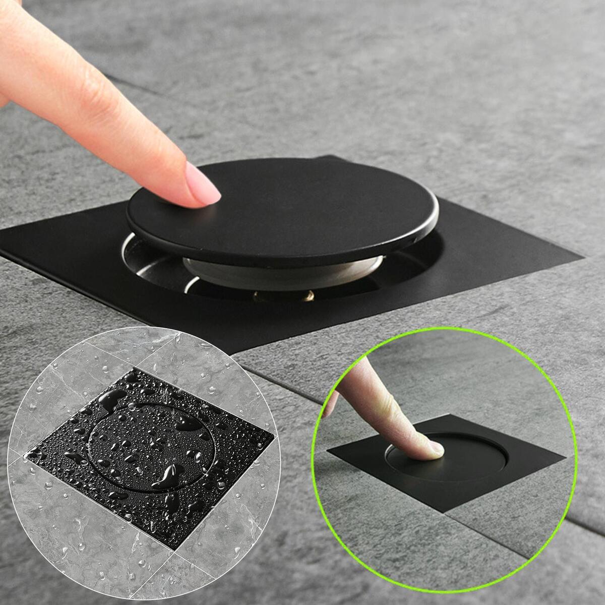 Copper 4 inch Shower Floor Drain Bouncing Cover One Press Drainage Durable