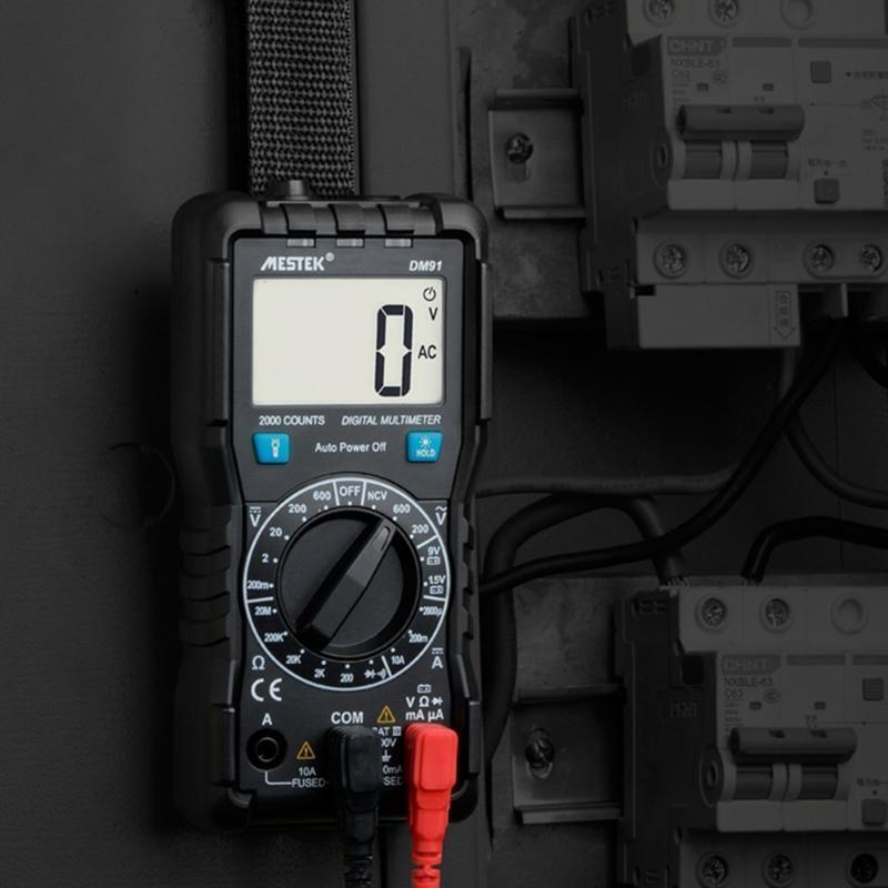 Handhled Multimeter Manual Range NCV Function Measures Voltage Current Ohm