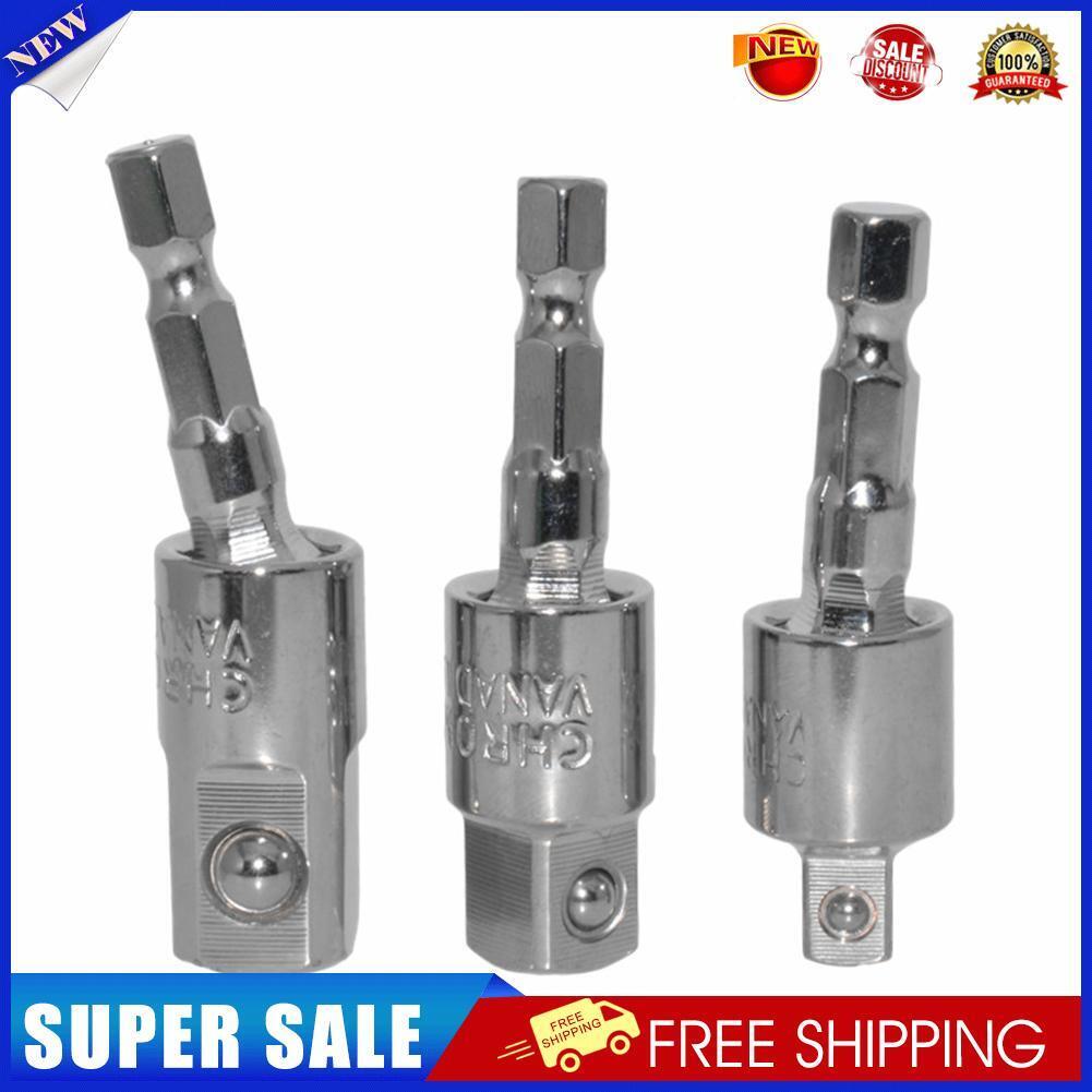 3pcs Hex Shank to 1/4 3/8 1/2 Extension Drill Bits Bar Bit Socket Adapter