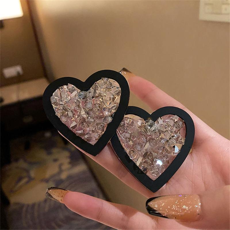 Heart Shape Sweet Stud Earrings Love Heart Earring for Women Girl Black White