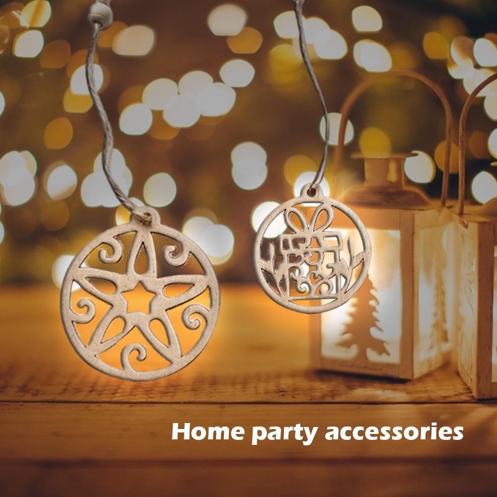 6pcs Wooden Xmas Hollow-out Hanging Ornament Christmas Tree Decor Kids Gift
