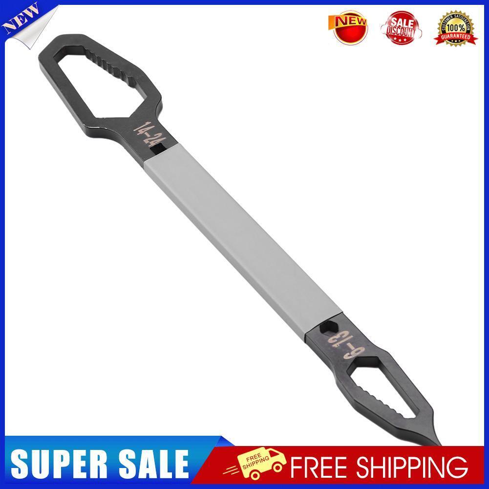 6-24mm Double-Head Wrench Multifunctional Self-Tightening Spanner (Black)