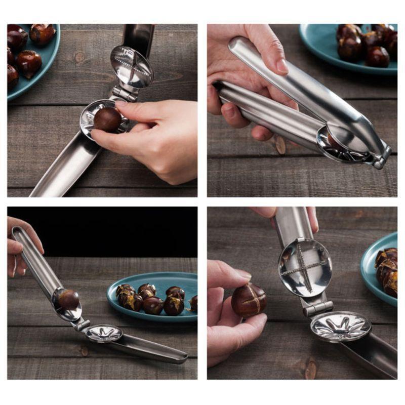 2-in-1 Quick Chestnut Clip Nut Cracker Sheller Walnut Pliers Metal Nut Opener