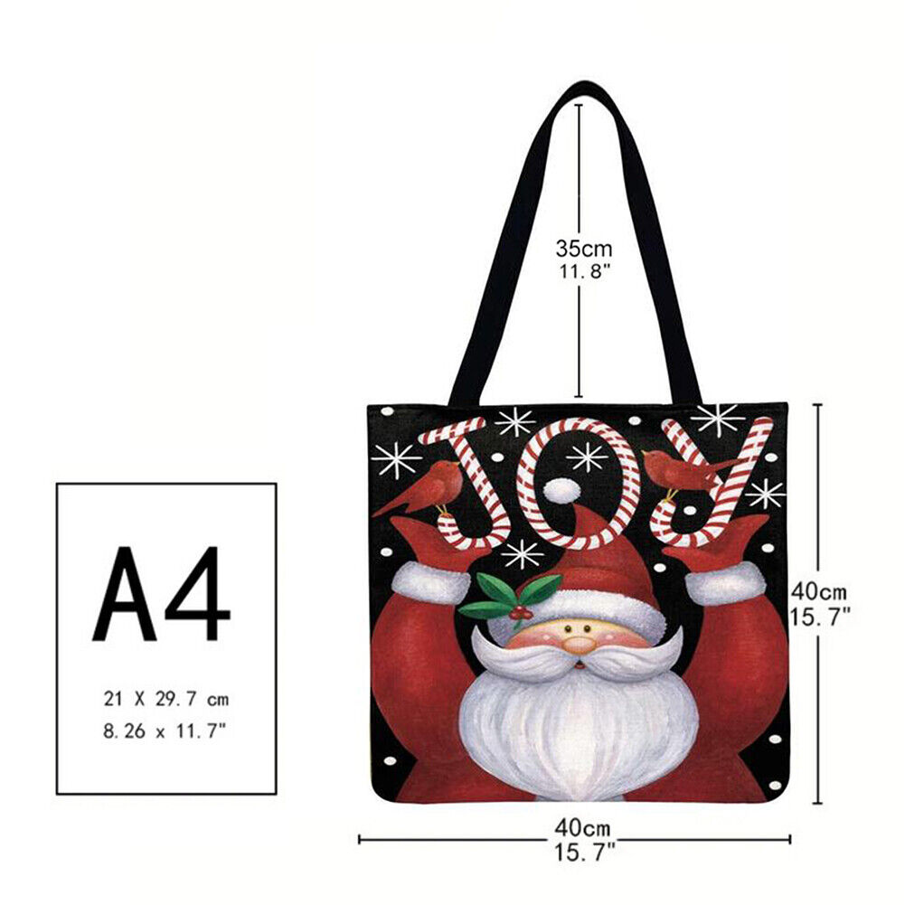 Santa Claus Printed Shoulder Shopping Bag Casual Large Tote Handbag
