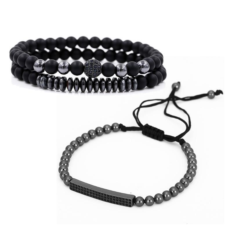 3Pieces Men's Bracelet Masculine Natural Bangle & Bracelet Fashion Jewelry Set