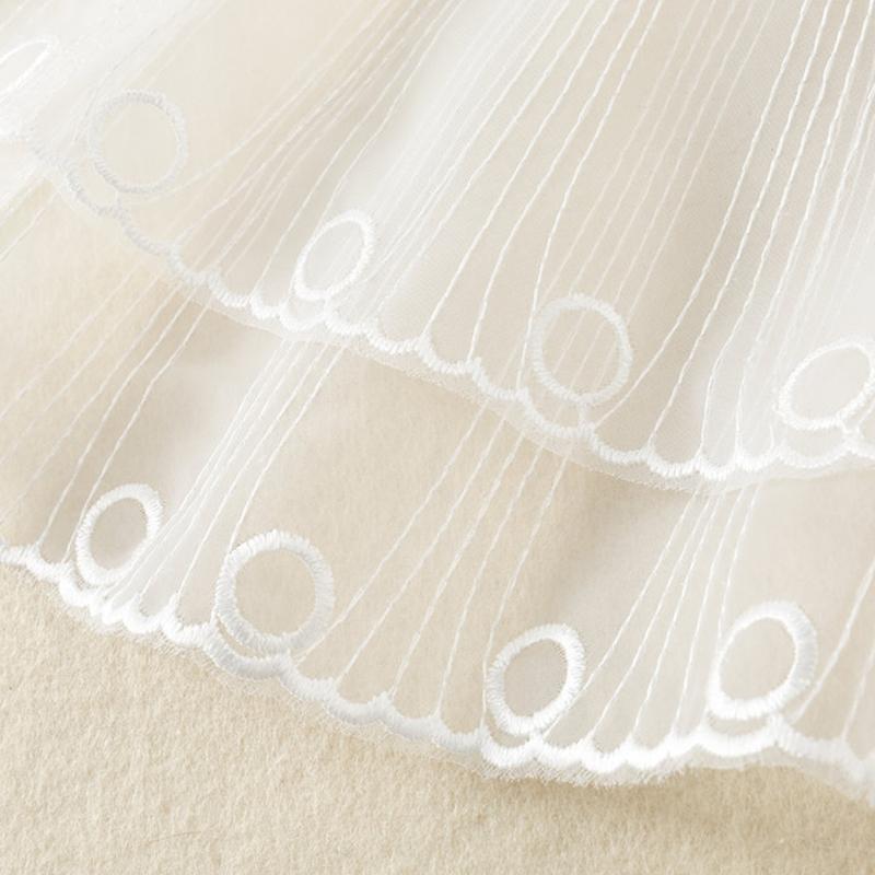 Women Double Layer Organza Faux Collar Shawl Lace-Up Sunscreen Necklace Poncho