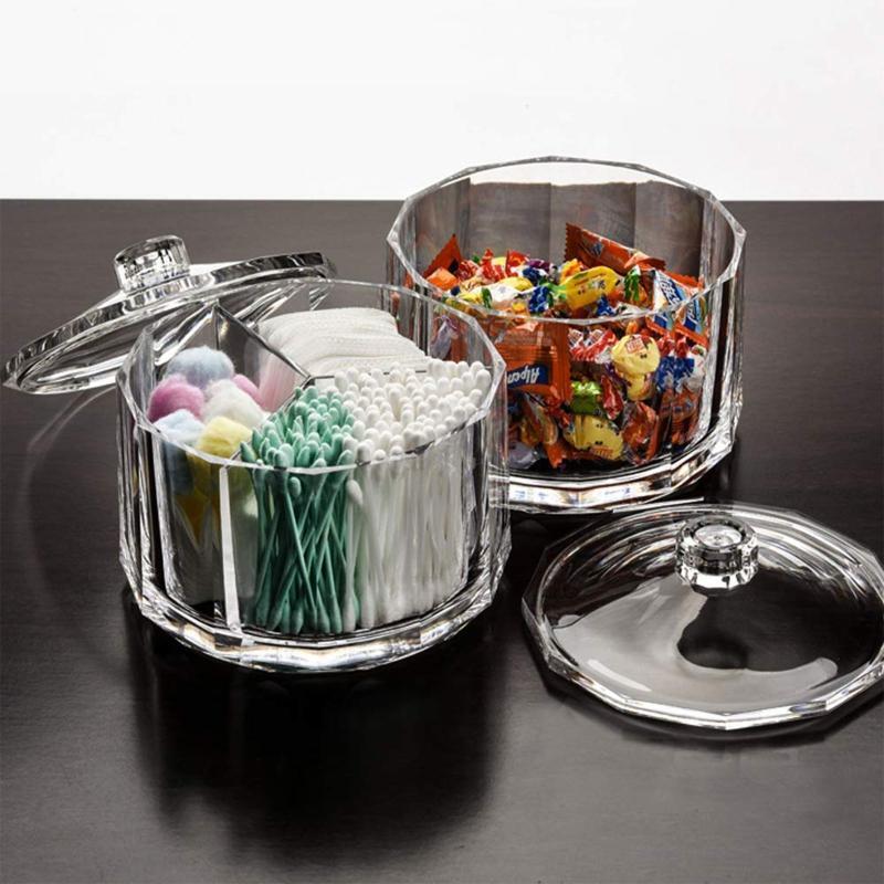 Acrylic Round Candy Box with Lid Clear Storage Container Small Diamond Style