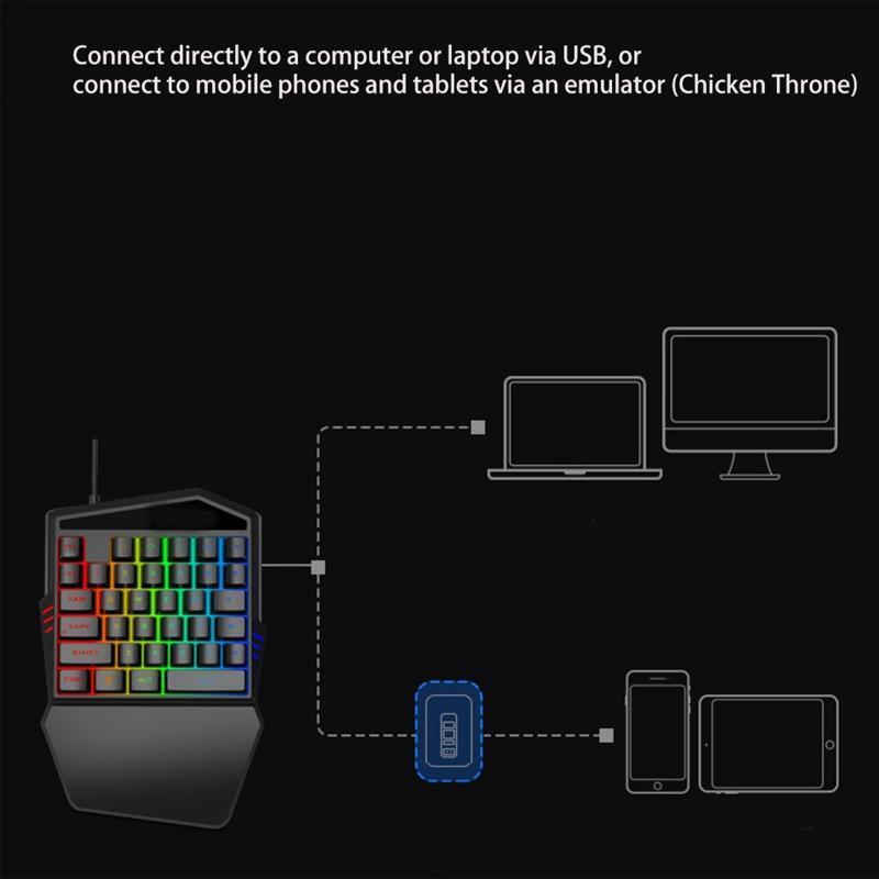 Single Hand RGB Luminous Backlit for Gaming Keyboard Tablet Laptop Windows Games