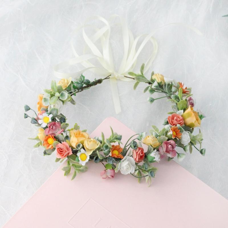 Faux Flower Shape Crown Durable Hair Hoops Wedding Crowns for Women Flower Girls