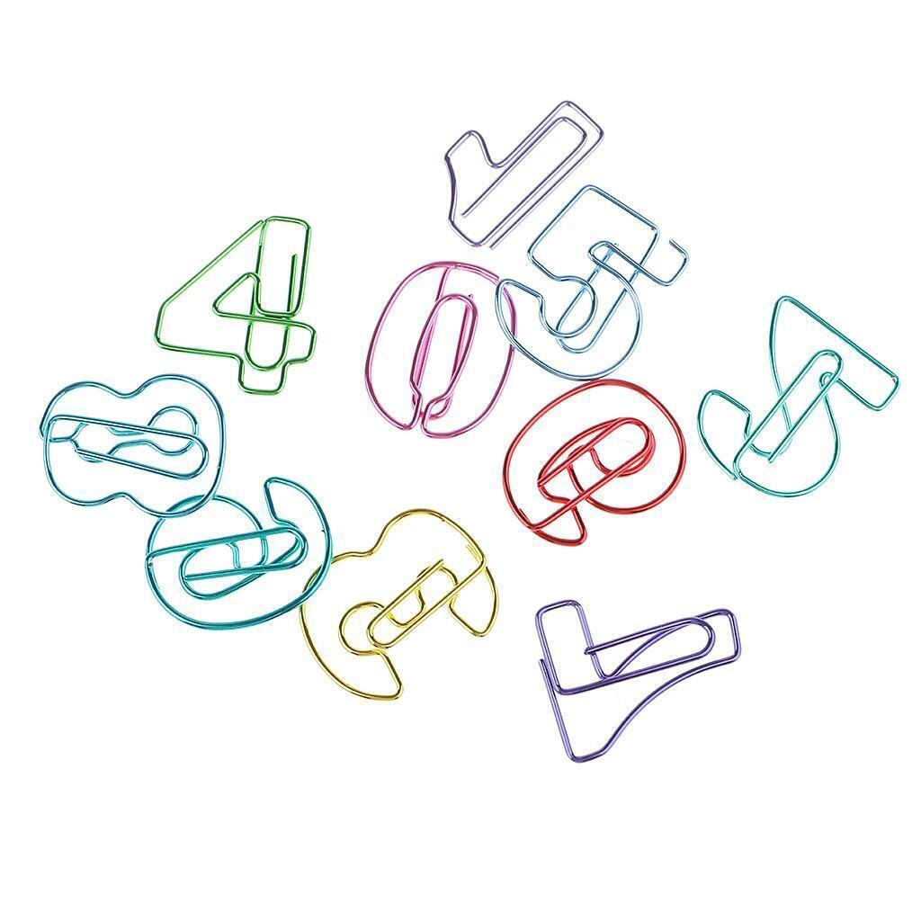 10pc 0-9 Numbers Metal Paper Clips Bookmarks Stationery Office School Supply