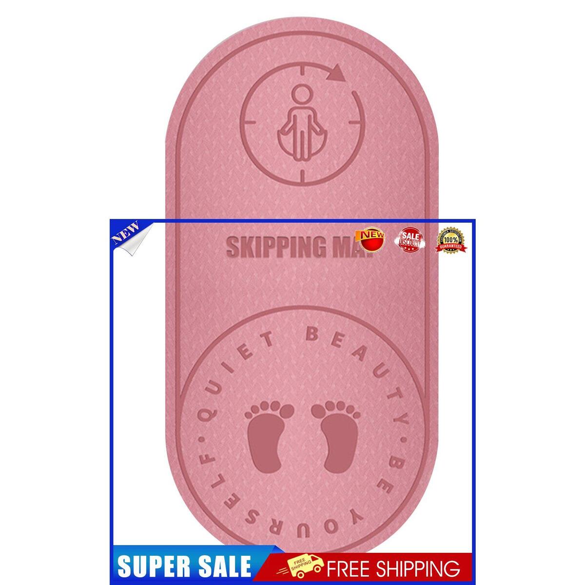 Jump Rope Mat Knees Protection Exercise Pad Mute (Pink 126x59x8cm)