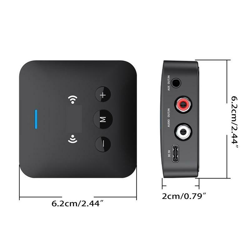 Bluetooth-compatible 5.0 Transmitter & Receiver Adapter AUX+RCA Port Car Kits