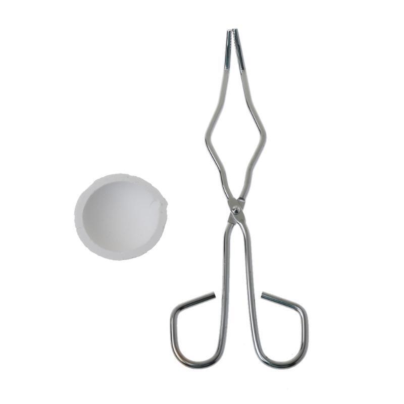 2Pcs Small Melting Quartz Ceramic Crucible Dish Cups With Stainless Steel Tongs