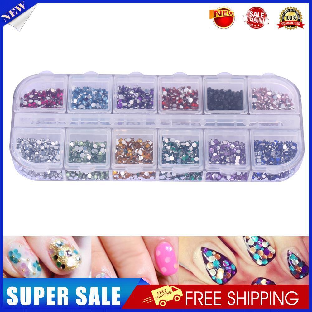 3600pcs Nail Art Rhinestones Decoration 1.5mm Round Glitters With Hard Case