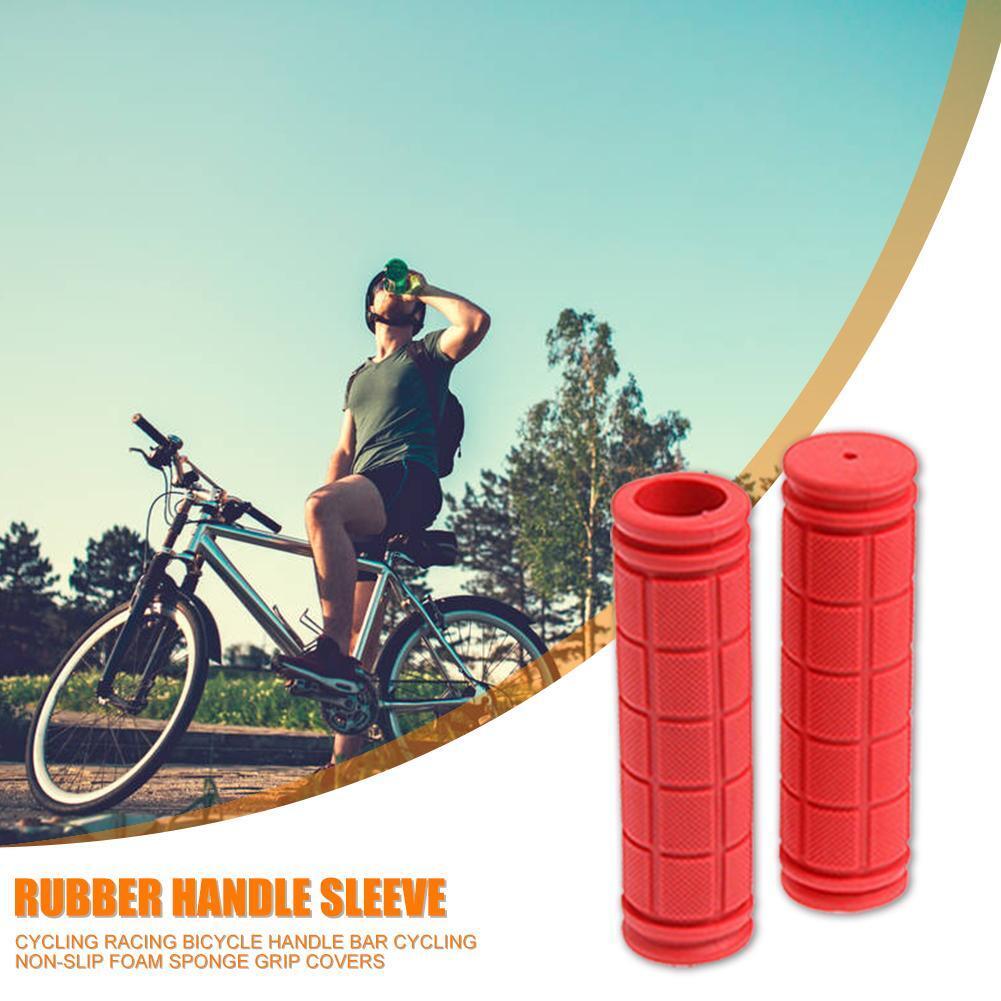 2x Rubber Bike Handlebar Grips Anti-Skid Fixed Gear Bicycle Grips (Red)