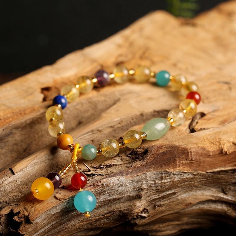 Nice Red Agate Bracelets Natural Rutilated Quartz Crystal Tiny Beads Gift Girls