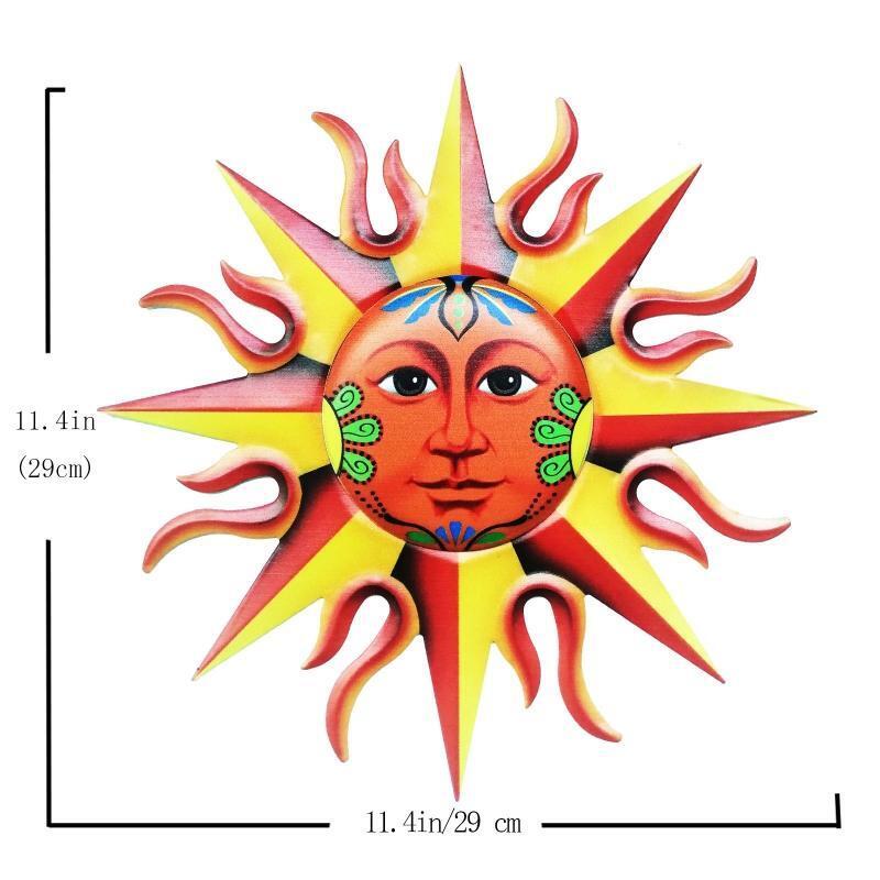 Metal Iron Sun Face Wall Decor Hanging for Indoor Outdoor Home Garden Ornaments