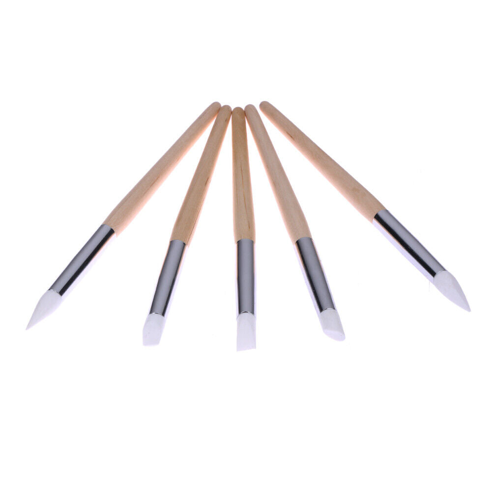5pcs Nail Art Silicone Head Painting Pen Professional Nail Design Brush