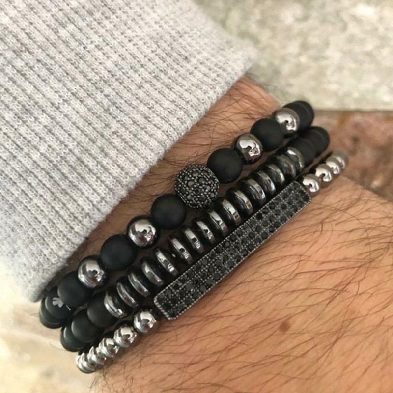 3Pieces Men's Bracelet Masculine Natural Bangle & Bracelet Fashion Jewelry Set