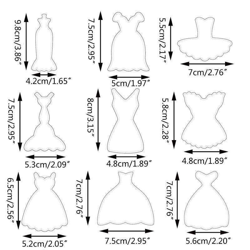 9 PCS Stainless Steel Cookie Cutters Cookie Moulds Dress Shape DIY Cookie Baking