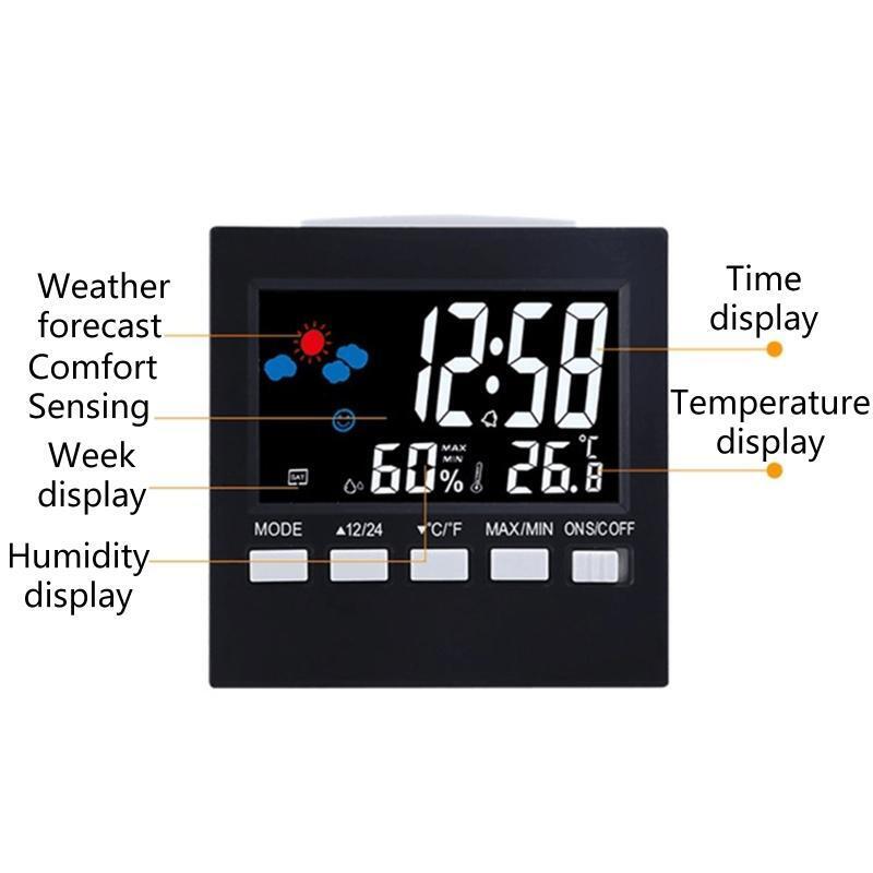 Led Digital Temperature and Humidity Display Clock Color Screen Weather