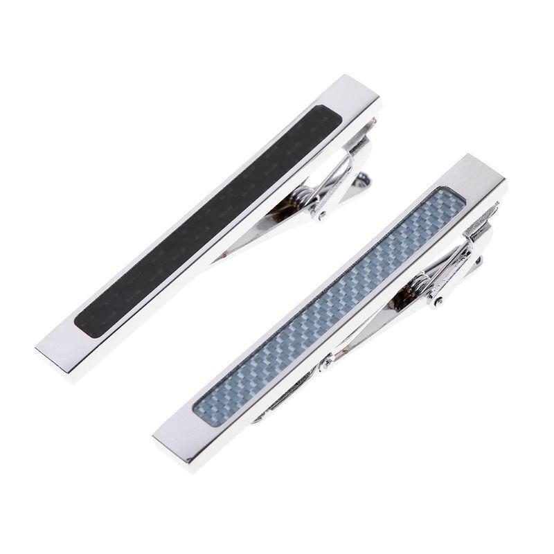 2 Pcs/Set Tie Clip Men Ties Carbon Fiber Exquisite Classic Fashion Jewelry Pins