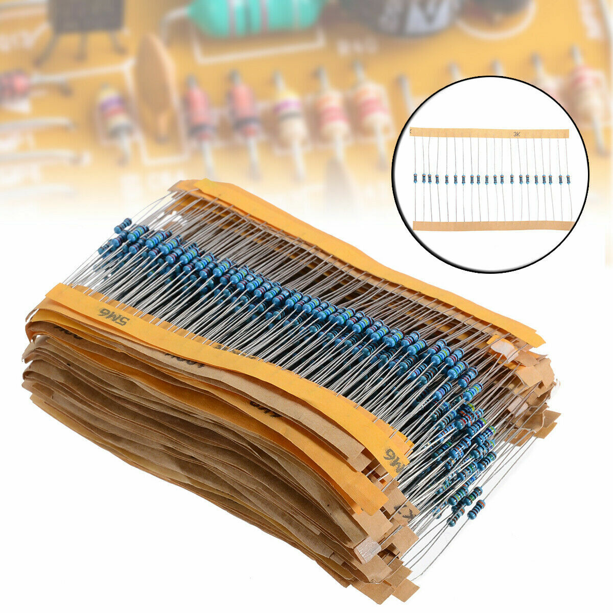1280pcs 1/4W 64 Values 1ohm-10M ohm Metal Film Resistors Assortment Components