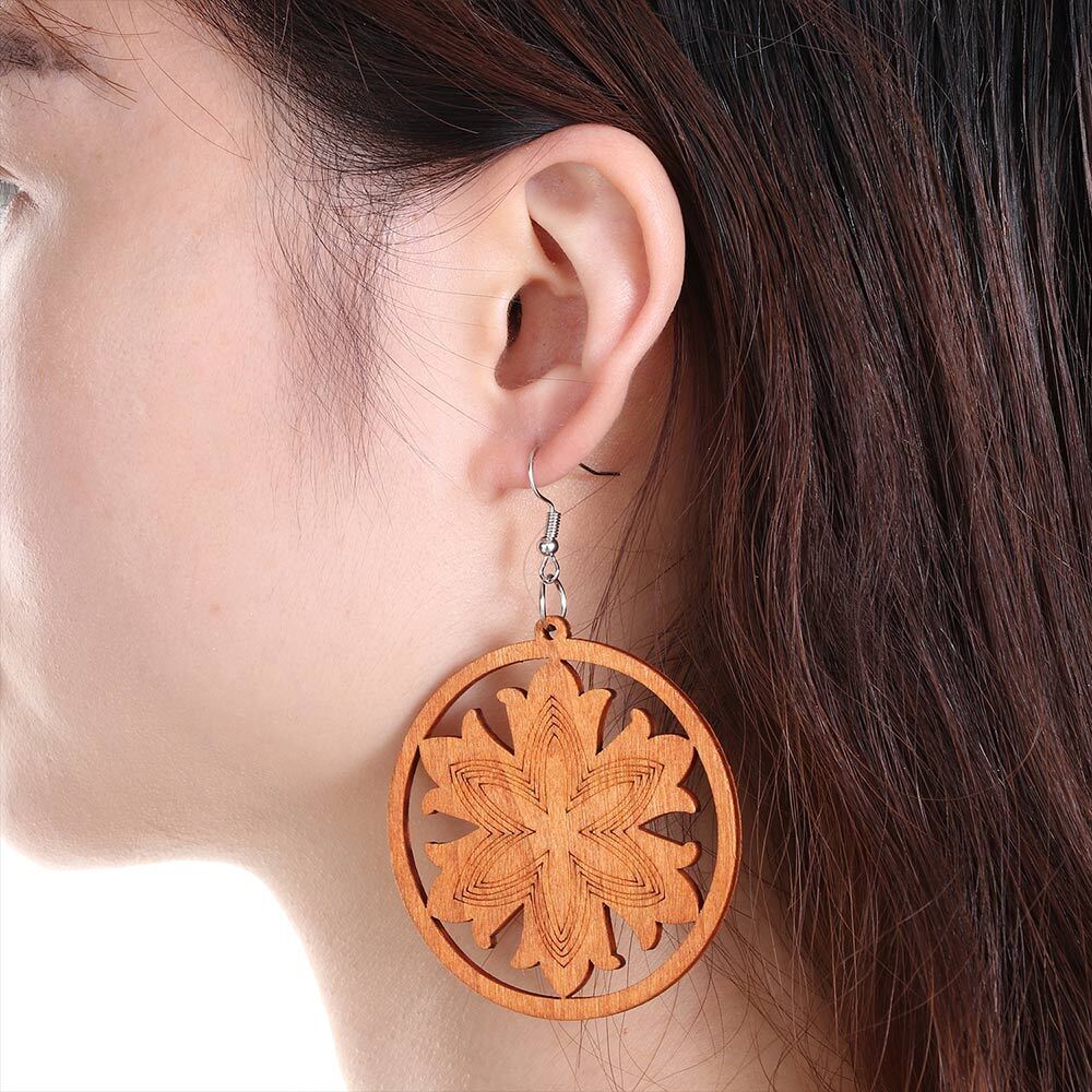 4 Pairs Craft DIY Bohemian Wooden Earring Making African Dangle Earrings Pendant