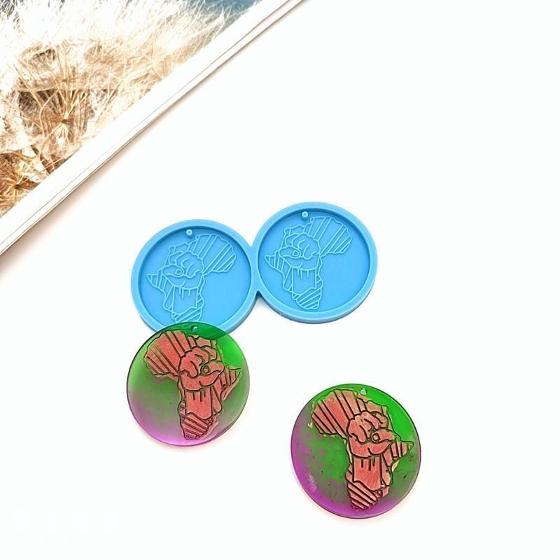 2 Pcs Diy Creative Silicone Molds Africa Map Earrings Fist Map Earrings Molds