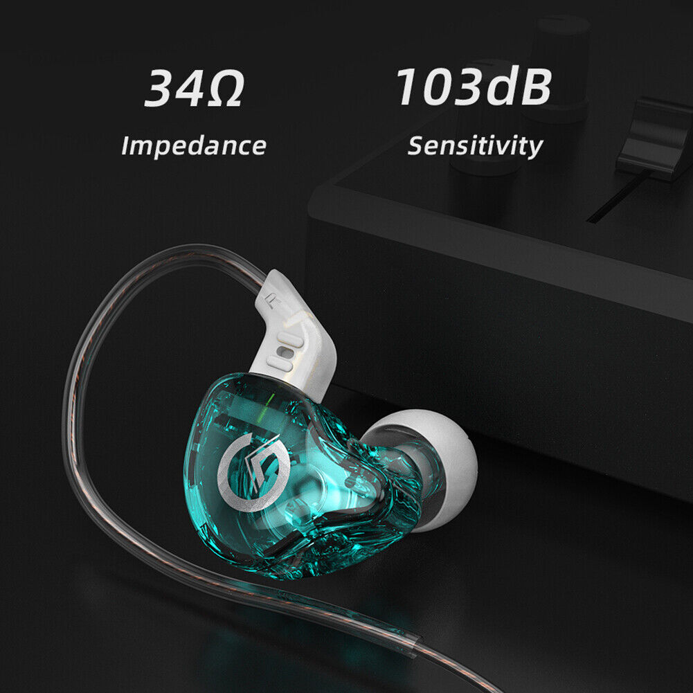 GK G1 Wired Earphone Dynamic HIFI Noise Cancelling Earbuds (Cyan With Mic)
