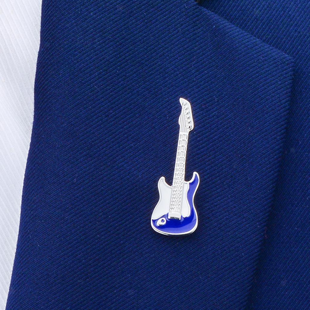 Chic Guitar Musical Instruments Enamel Guitar Brooch Pin Brass Corsage Badge