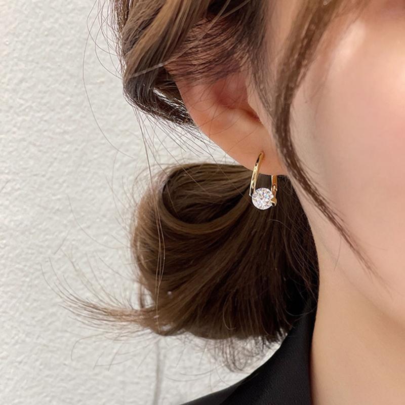 Female Jewelry Irregular Zircon Ear Buckle Elegant Zircon Crystal Earring Dangle