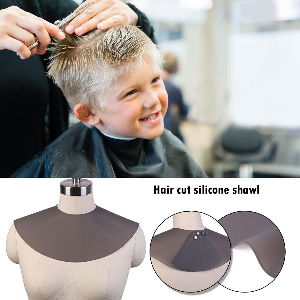 Haircut Shawl Neck Cape Silicone Neck Shield for Hair Coloring (Black)