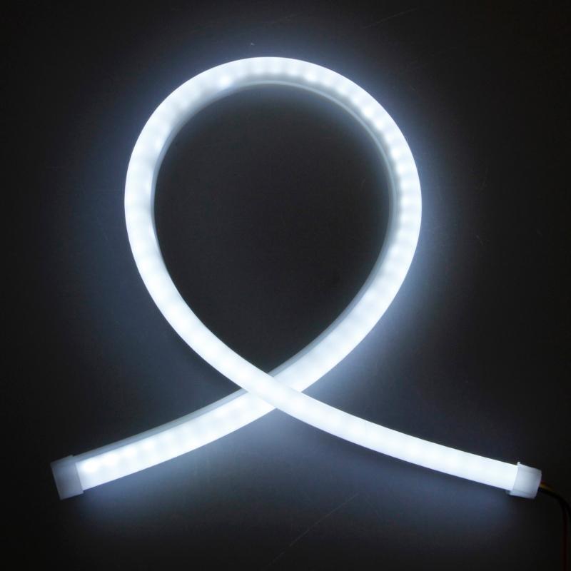 New 2pc 45cm White DC 12V Amber Tube Switchback Headlight LED Strip DRL For Audi