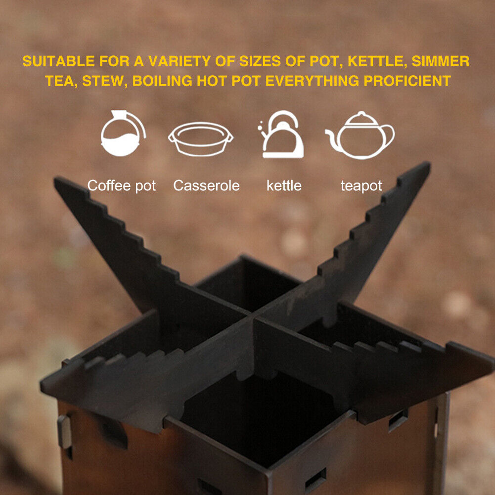 Portable Firewood Stove Stainless Steel Outdoor Survival Camping Furnace