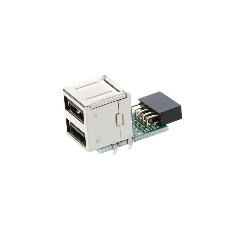 Internal Motherboard 9Pin To 2 Port USB 2.0 A Female Adapter Converter PCB Board
