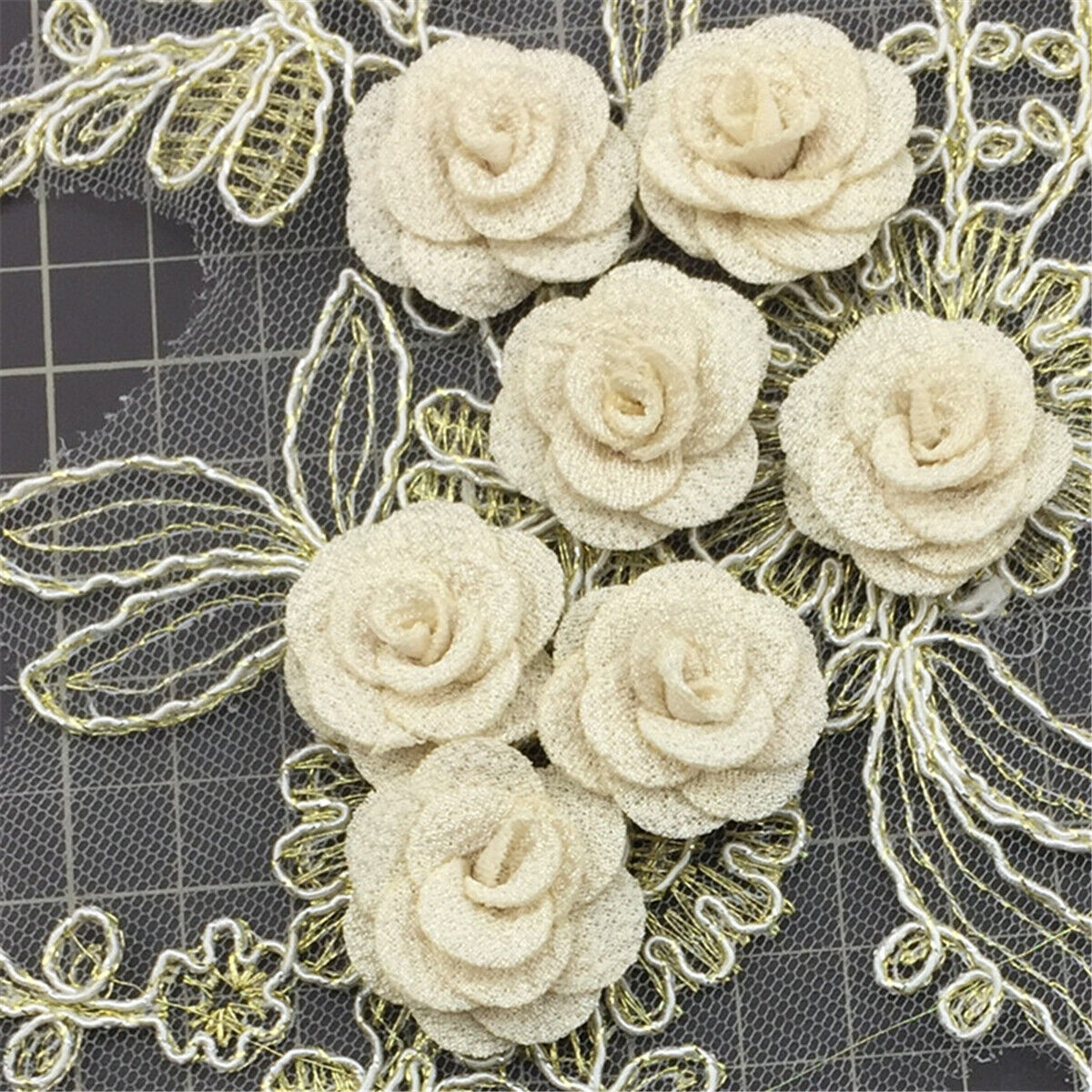 Lace Embroidered Flower Neckline Collar Trim Patch Wedding DIY Sewing Applique