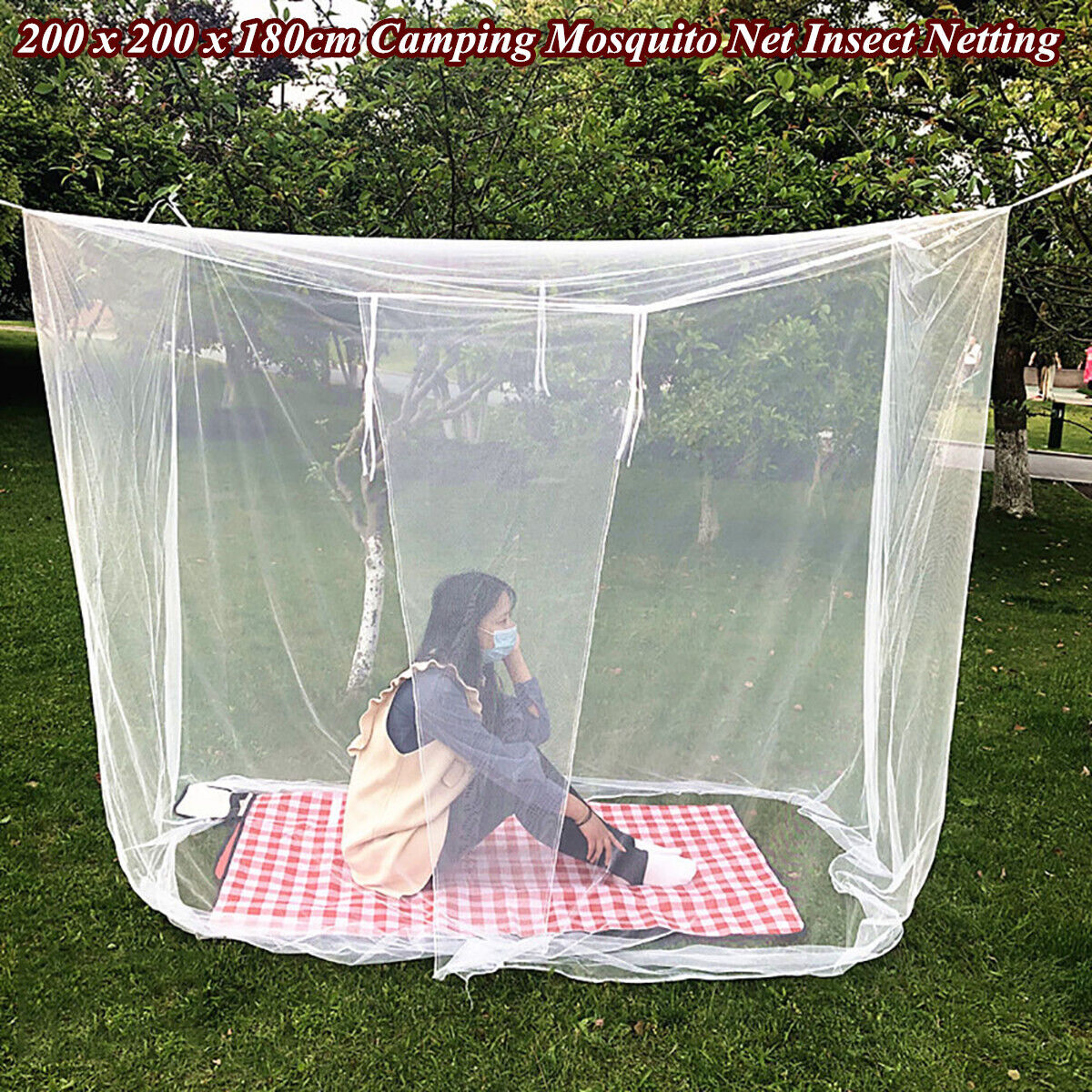 200x200x180cm Fabric Camping Mosquito Net Indoor Outdoor Travel Insect Netting