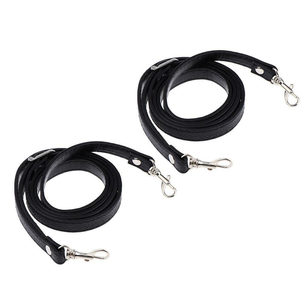 2x Handbag Leather Shoulder Strap Belt Replacement Black Crossbody Accessory