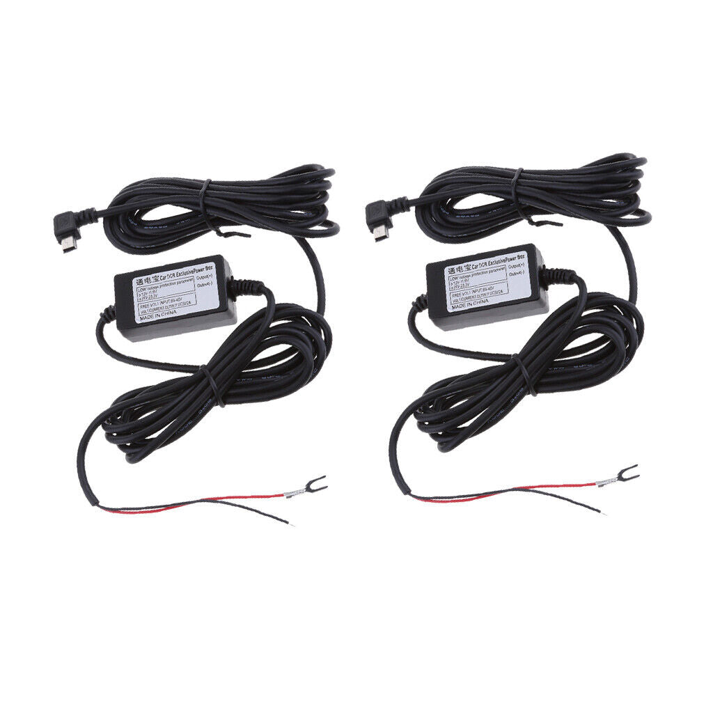 2Pieces  Hardwire Kits 12/24V to 5V 1.5A Mini USB Angled Cable