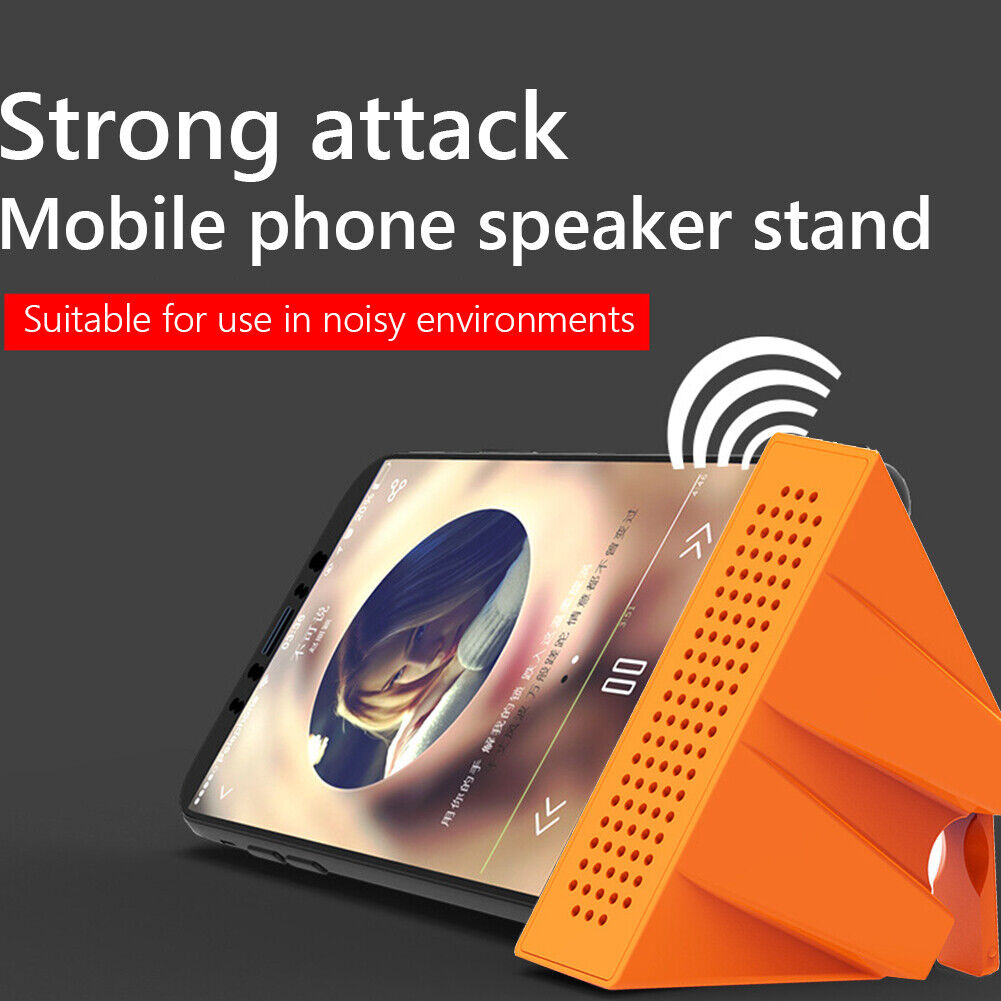Mobile Phone Sound Amplifier Speaker Stand Phone Holder Support (Orange)