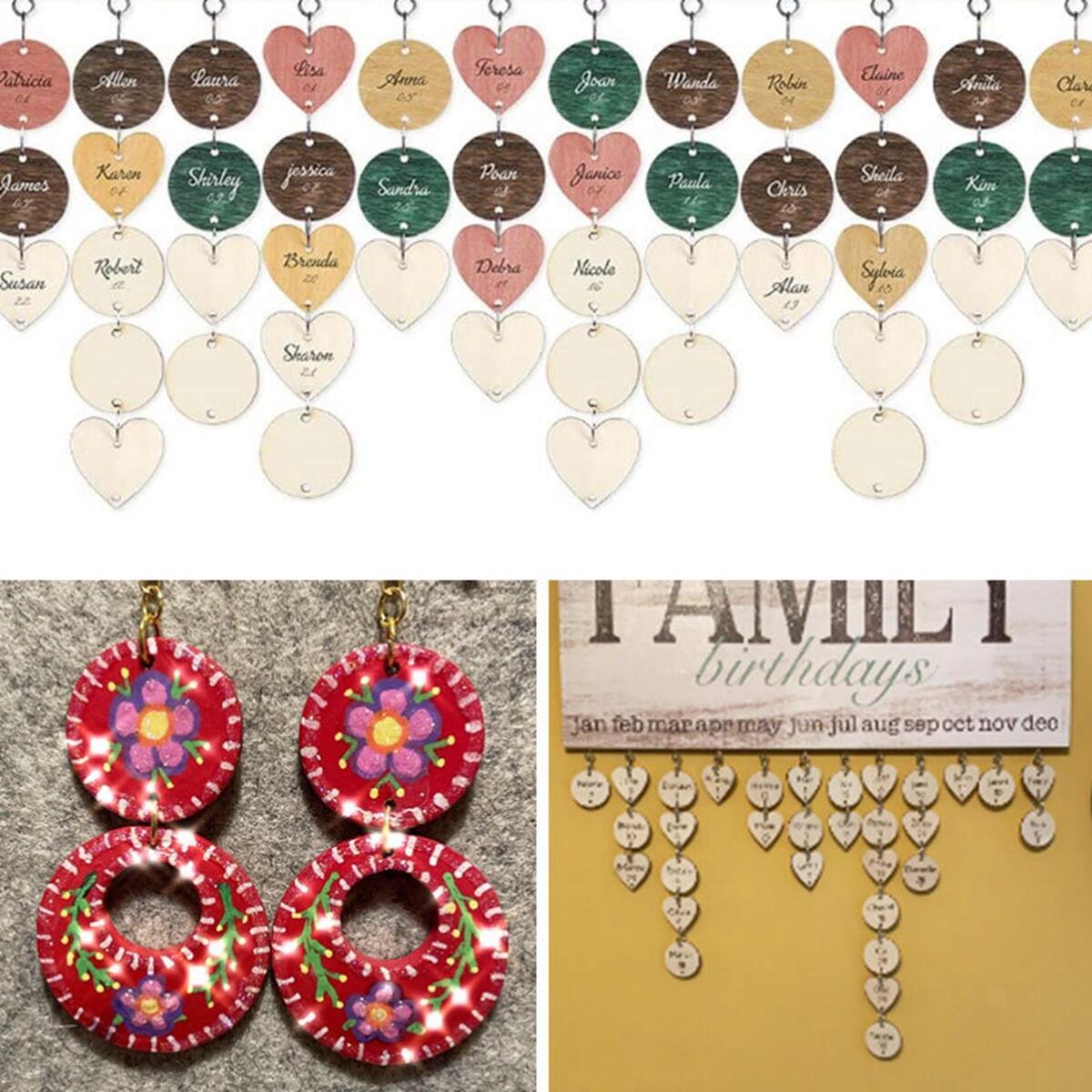 50pcs DIY Blank  Pieces Slice Round Unfinished Crafts en Discs