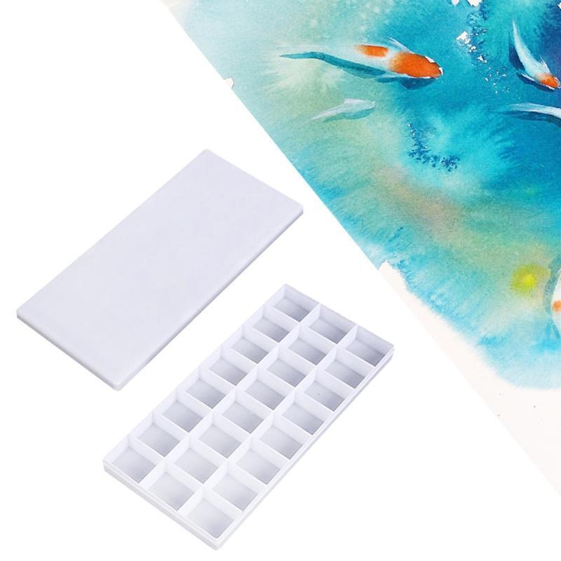 Watercolor Palette Travel Paint Tray with Hard Lid 24 Grid for Children Student